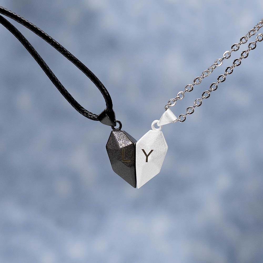 Two Souls One Heart Necklace Magnetic Heart Matching Necklace Couple Gift