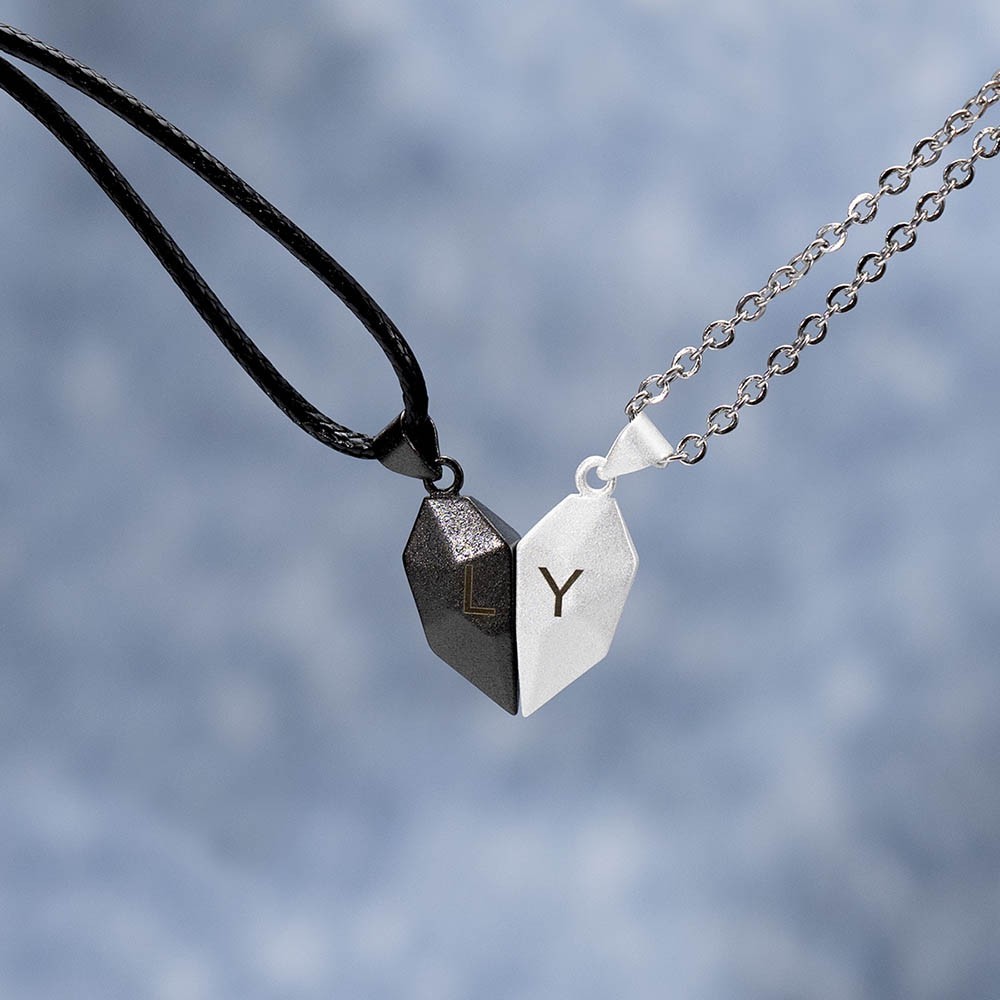 Two Souls One Heart Necklace Magnetic Heart Matching Necklace Couple Gift