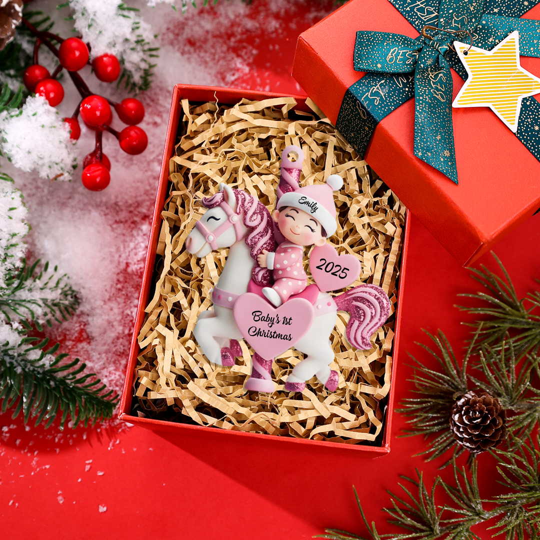 Personalised Glitter Carousel Baby Christmas Tree Decoration(Printed design – not 3D)