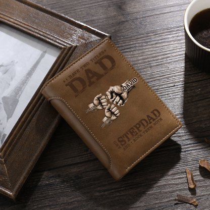 Personalised Leather Wallet Dad/Stepdad Fist Bump