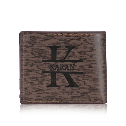 Men Photo Wallet Personalised Letter&Name Wallet Brown Colour with Photo Wallet Card Christmas Wallet Gift Set For Him