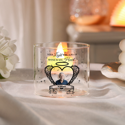 Personalised Photo Angel Heart Memorial Candle