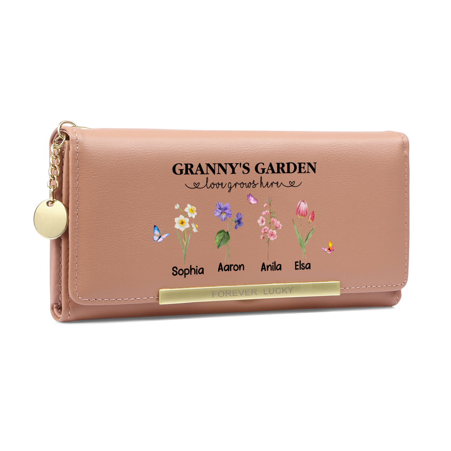 Grandparents Day Grandma Wallet Customised with 1-6 Birth Flowers and Names Mother’s Day Gift | Jessemade