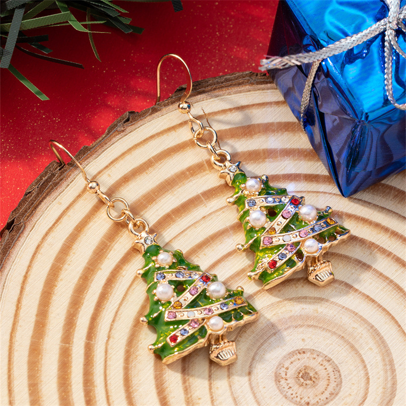 Christmas Tree Dangle Earrings Festive Holiday Gift