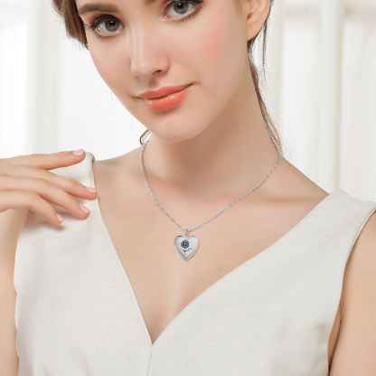 Personalised Heart Locket Pendant Necklace Custom 2 Photos & 1 Birth Flower Gift for Ladies Girls | Jessemade-Jessemade AU