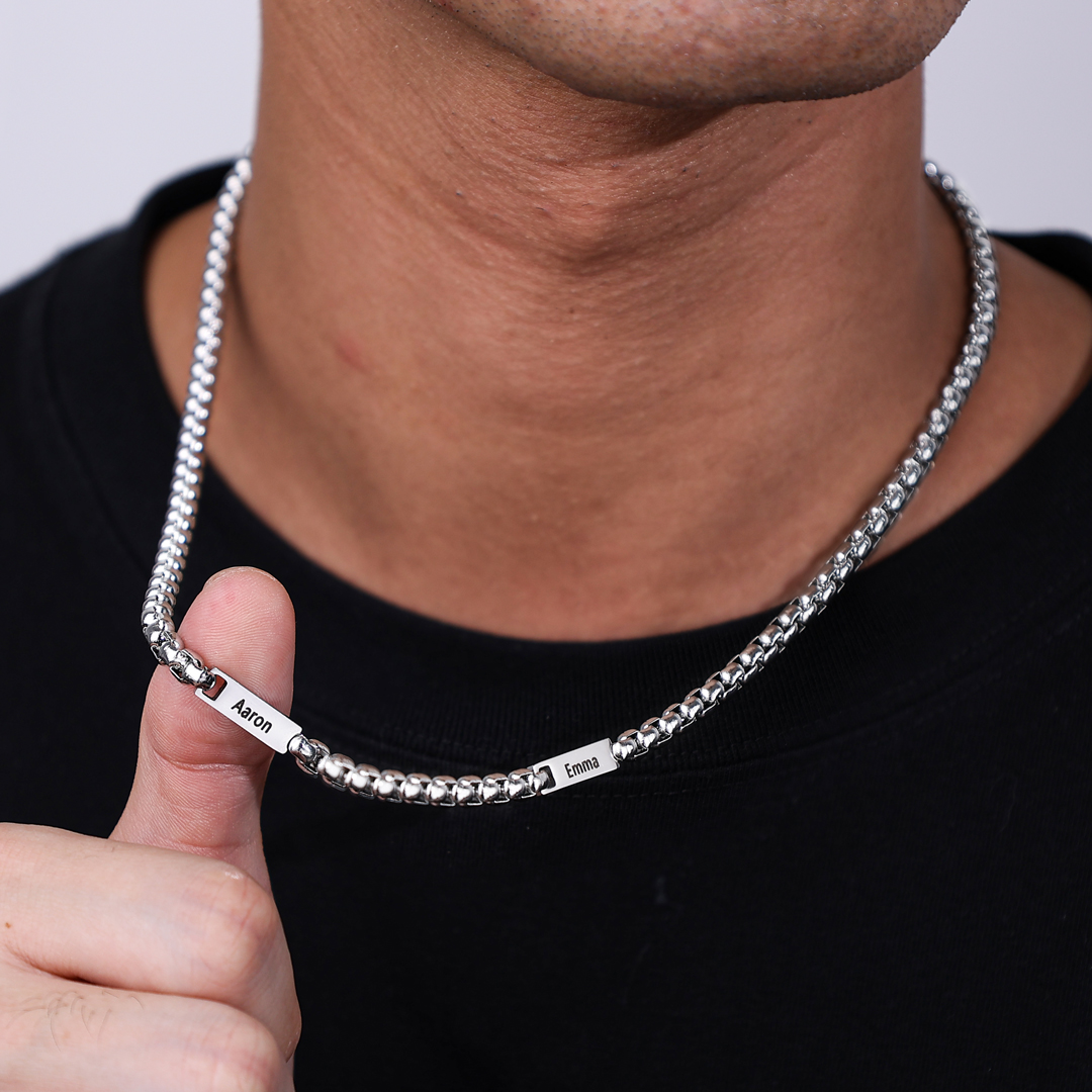 To My Man Personalised 2 Names Cuban Link Chain Necklace Stainless Steel Men Necklace