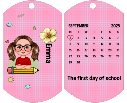 Custom Keyring with Name & Character abd Birth Flower – Personalised Back to school Gift for Kids | Jessemade