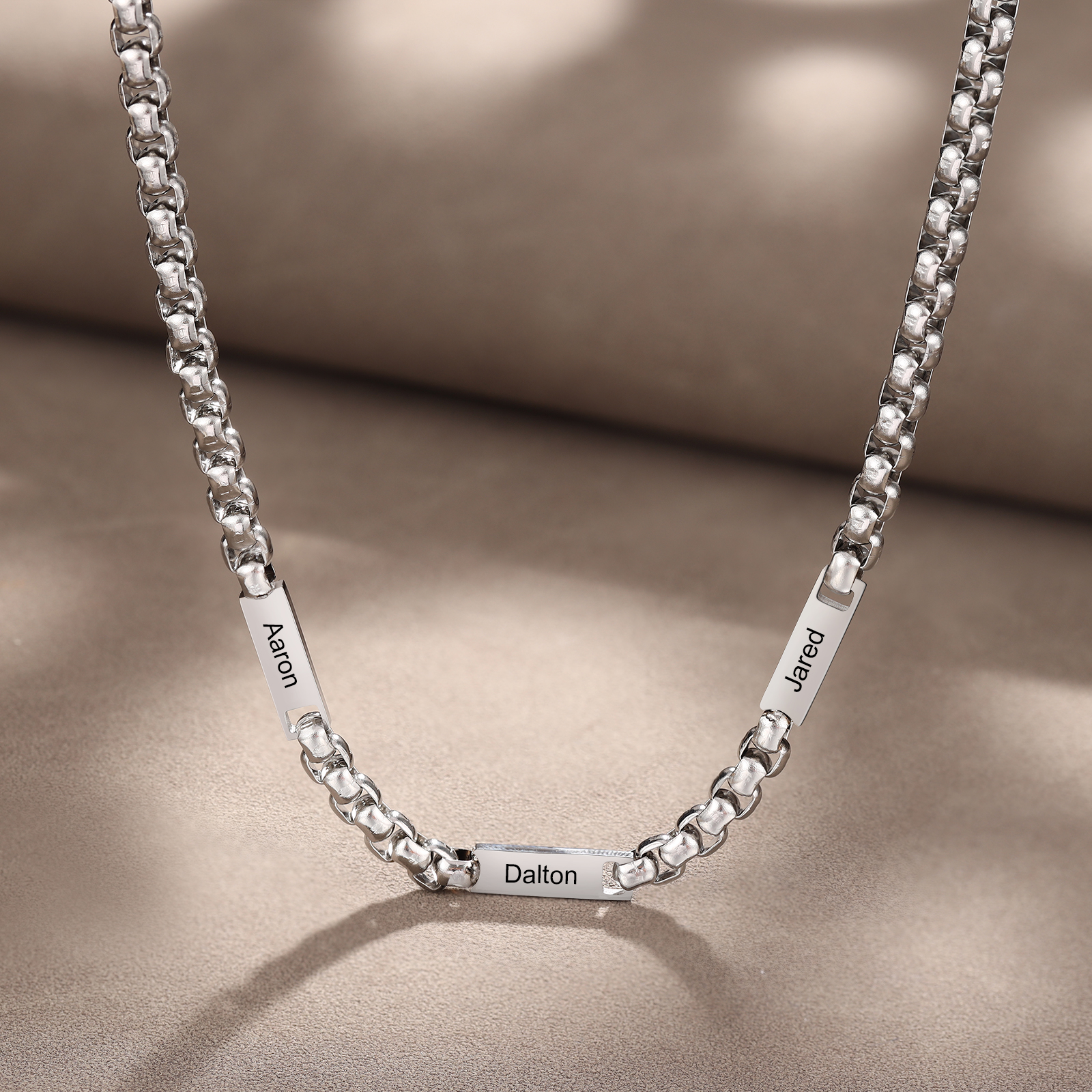 Personalized 3 Names Cuban Link Chain Necklace Stainless Steel Men Necklace