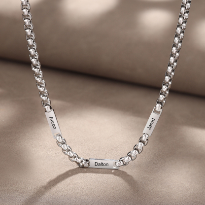 Personalized 3 Names Cuban Link Chain Necklace Stainless Steel Men Necklace