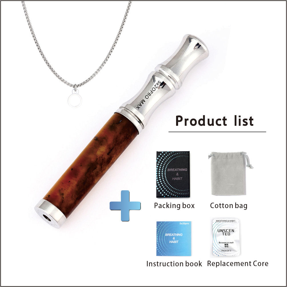 Tiger’s Eye Stone Breathing Necklace, Steel Accents