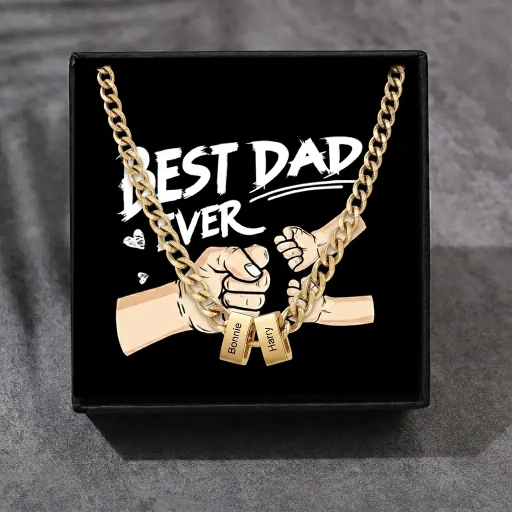 Personalised Cuban Link Chain Necklace for Men with 1 to 6 Names