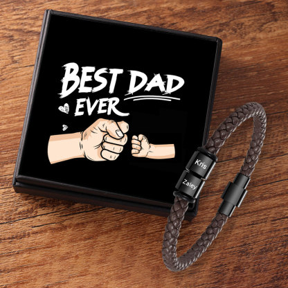 2 Names - Personalised Men's Leather Bracelet Custom Beaded Bracelets Fathers Day Gifts for Him-Jessemade AU