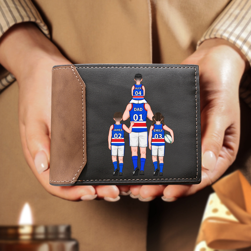  Personalised 2–9 Names Billfold Wallet Australian Rules Football Family Wallet Gift for Dad Grandpa-Jessemade AU
