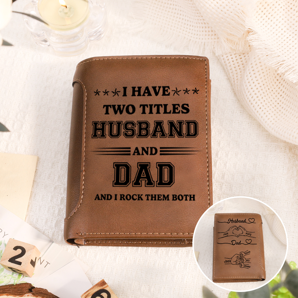 Personalised Dad Wallet with Custom 3-10 Names - “First a Husband, Then a Dad” Gift for Dad/ Husband | Jessemade
