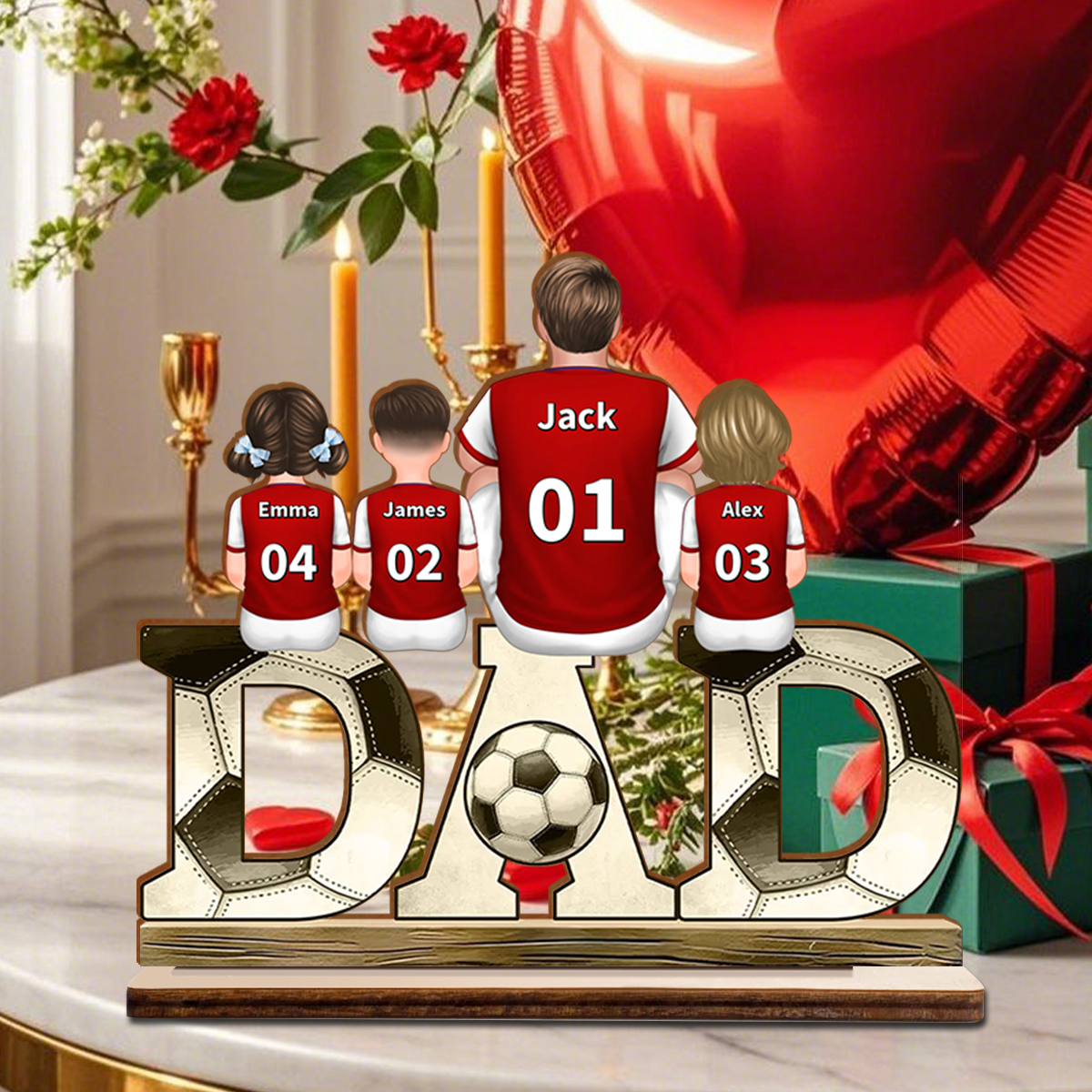 Personalised Football-Themed DAD Ornament - Custom Plaque Home Decoration for Father | Jessemade