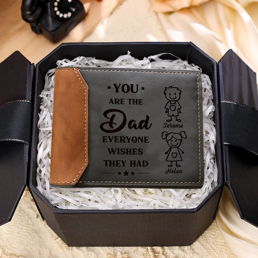 1-6 Names Personalised Wallet with Kids’ Name and Photo – Gift for Dad/Grandpa | Jessemade