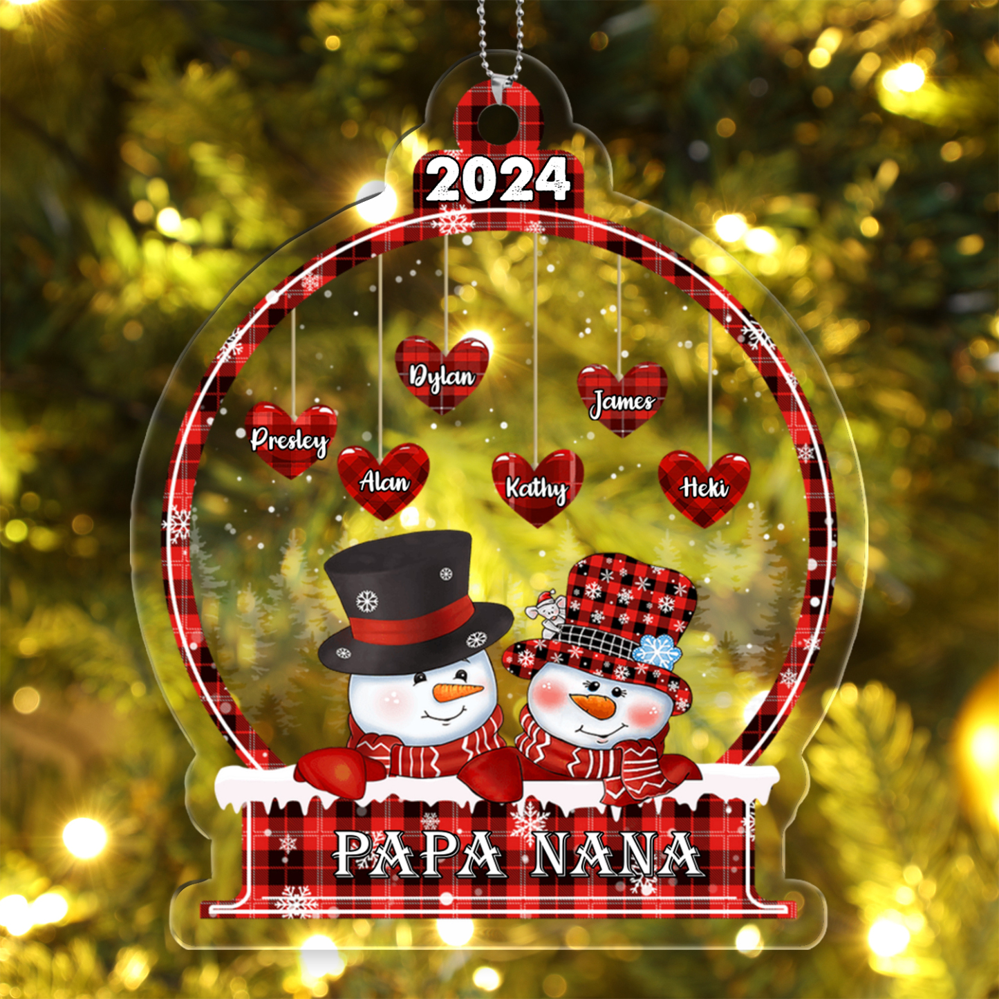 Personalised Christmas Snowman Ornament Custom 3-18 Names Christmas Ornament Gift for Family-Jessemade AU
