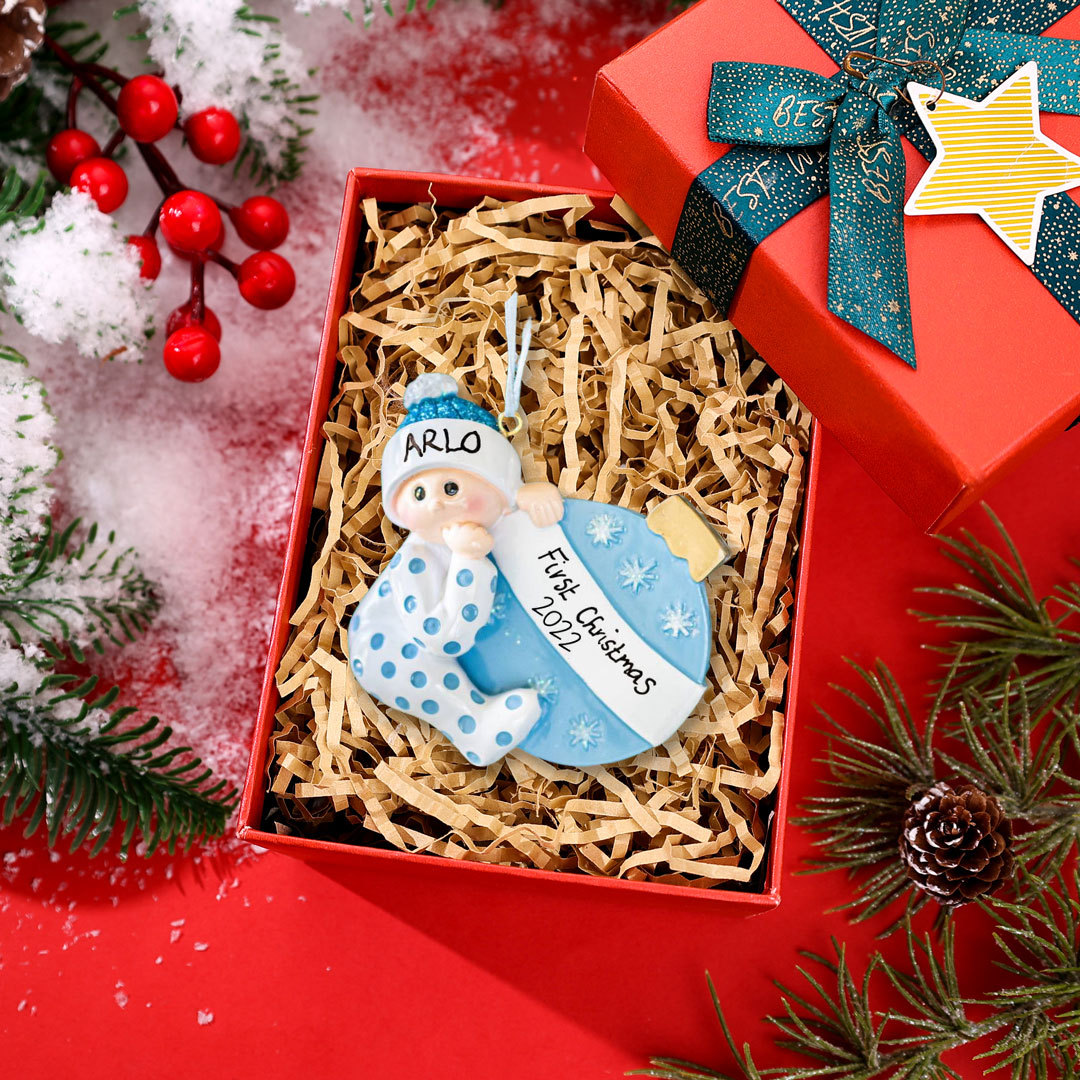 My First Christmas - Wooden Christmas Ornament Customised Name & Text Christmas Gift Personalised Baby Newborn Gift-Jessemade AU