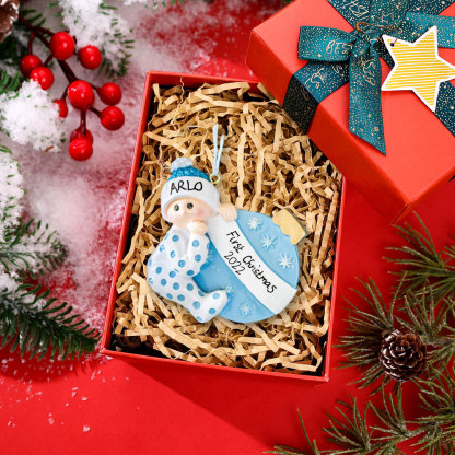 My First Christmas - Wooden Christmas Ornament Customised Name & Text Christmas Gift Personalised Baby Newborn Gift-Jessemade AU