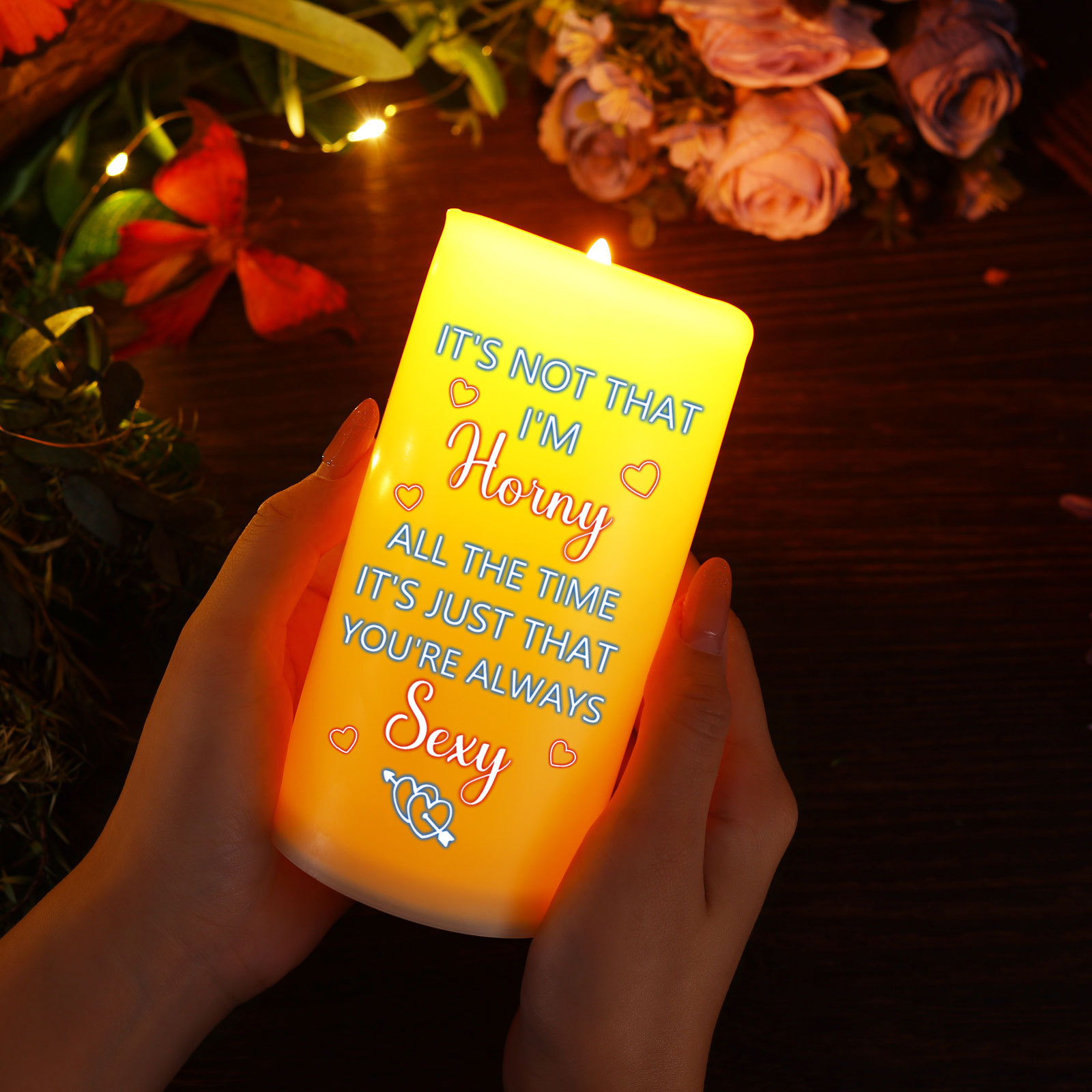 You Make The Season Bright Personalised Couple Custom LED Candle with 2 Names Romantic Gift For Him or He