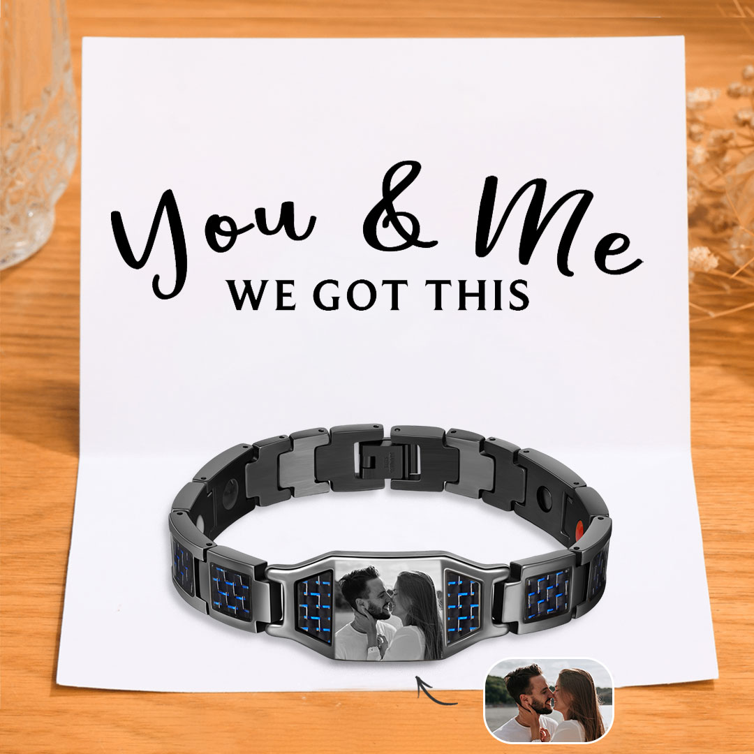 Personalised Men Bracelet Magnetic Custom Photo Bracelet for Him Valentine Gift