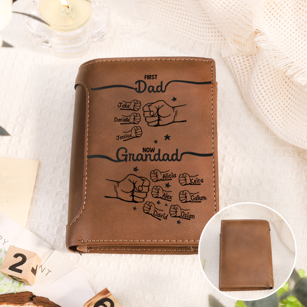 Personalised PU Leather Wallet Australia – Custom 2 Name Gift for Him | Jessemade