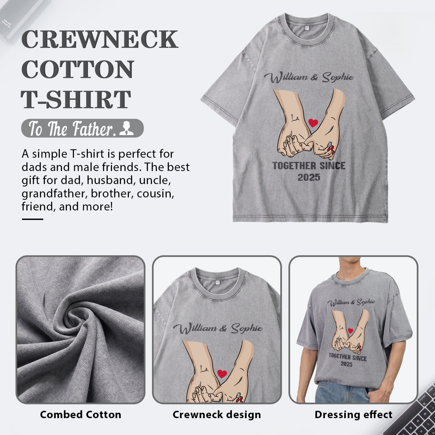 Personalised Couple Gray T Shirts Together Since Pinky Promise Gift for Valentine’s Day