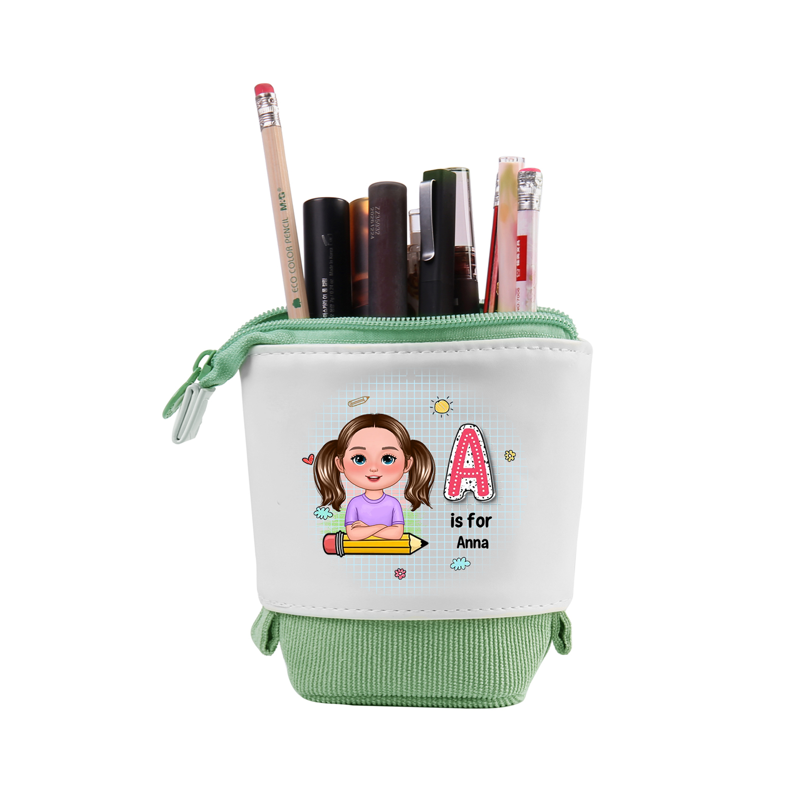 [Copy]Personalised  Name Pencil Case Rainbow Pen Bag Zipper Back to School Gifts for Student