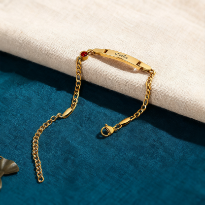 Personalised Bar Bracelet Custom Birthstone & Name Adjustable Bracelet Gift for Daughter