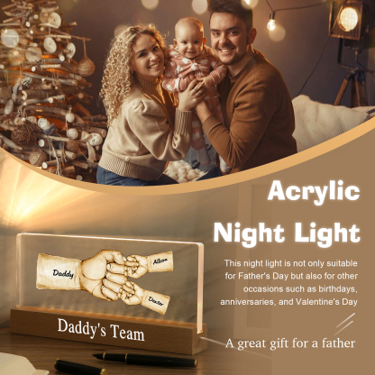 3 Names -  Personalised Name & Text Acrylic Night Light Custom Fist Bump LED Lamp Fathers Day Gifts-Jessemade AU