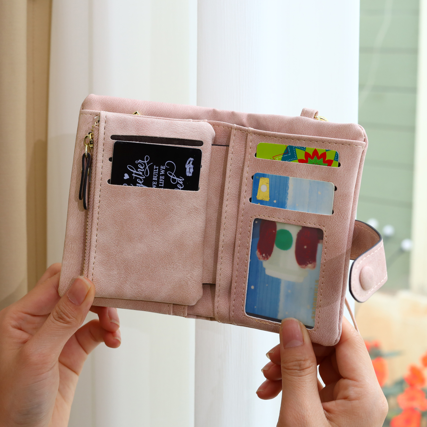 Personalised Women's Leather Wallet Custom 1 Birth Flower & 1 Name Wallet Gift for Her