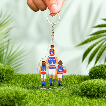 Personalised 2–7 Names Australian Rules Football Family Keychain Custom Acrylic Keychain Gift for Dad Grandpa