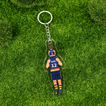 Personalised 2–7 Names Australian Rules Football Family Keychain Custom Acrylic Keychain Gift for Dad Grandpa