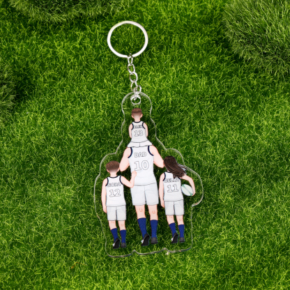 Personalised 2–7 Names Australian Rules Football Family Keychain Custom Acrylic Keychain Gift for Dad Grandpa