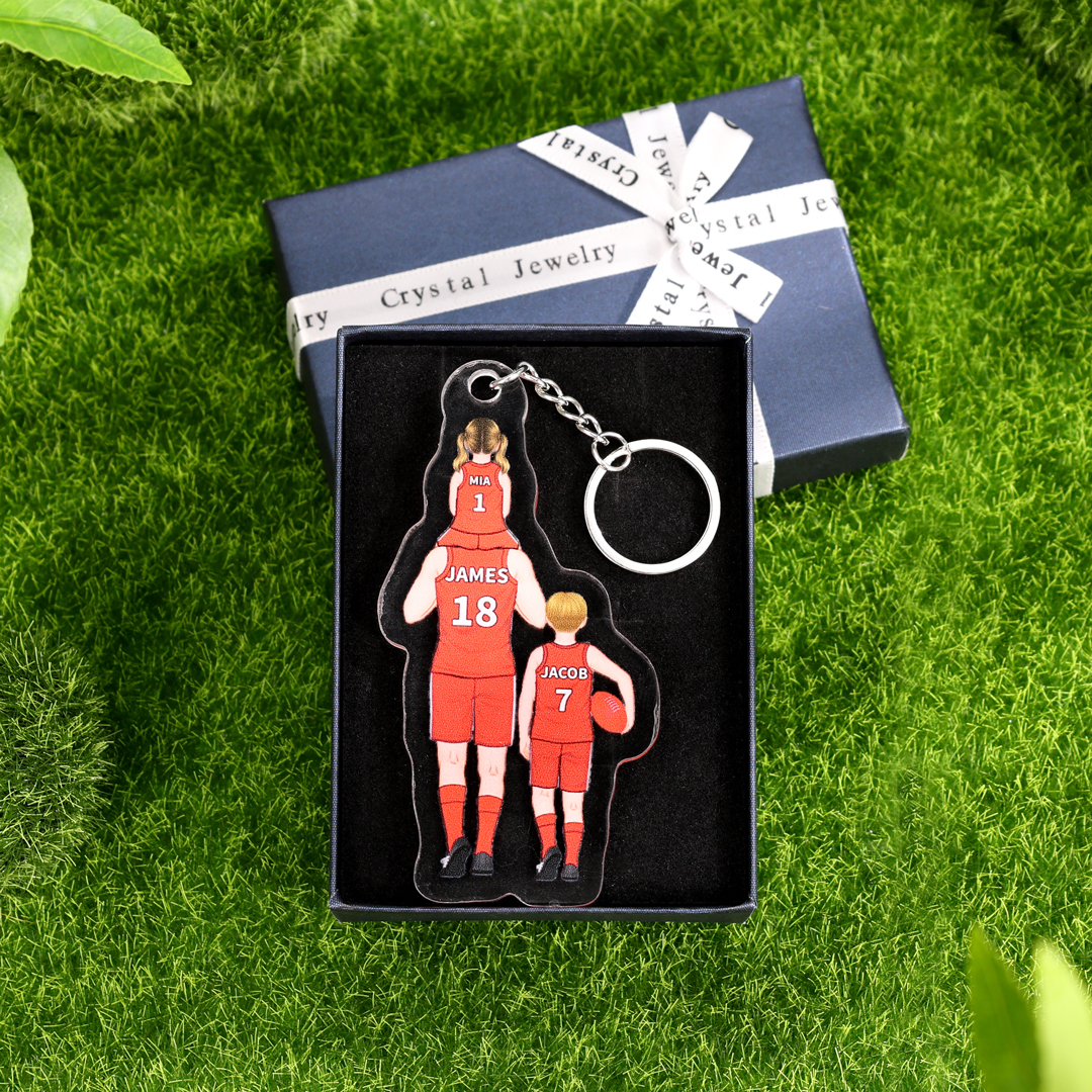 Personalised 2–7 Names Australian Rules Football Family Keychain Custom Acrylic Keychain Gift for Dad Grandpa