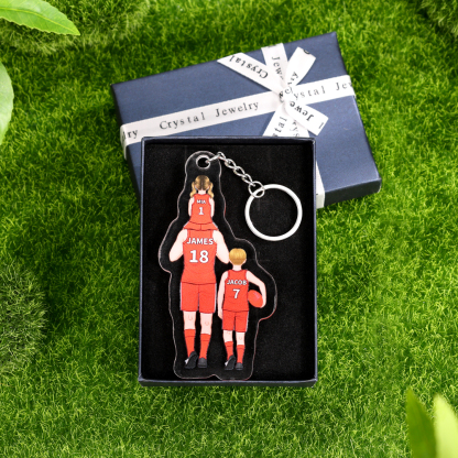 Personalised 2–7 Names Australian Rules Football Family Keychain Custom Acrylic Keychain Gift for Dad Grandpa