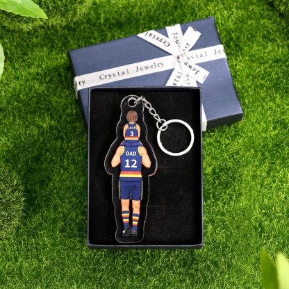 Personalised 2–7 Names Australian Rules Football Family Keychain Custom Acrylic Keychain Gift for Dad Grandpa
