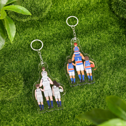 Personalised 2–7 Names Australian Rules Football Family Keychain Custom Acrylic Keychain Gift for Dad Grandpa