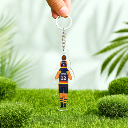 Personalised 2–7 Names Australian Rules Football Family Keychain Custom Acrylic Keychain Gift for Dad Grandpa