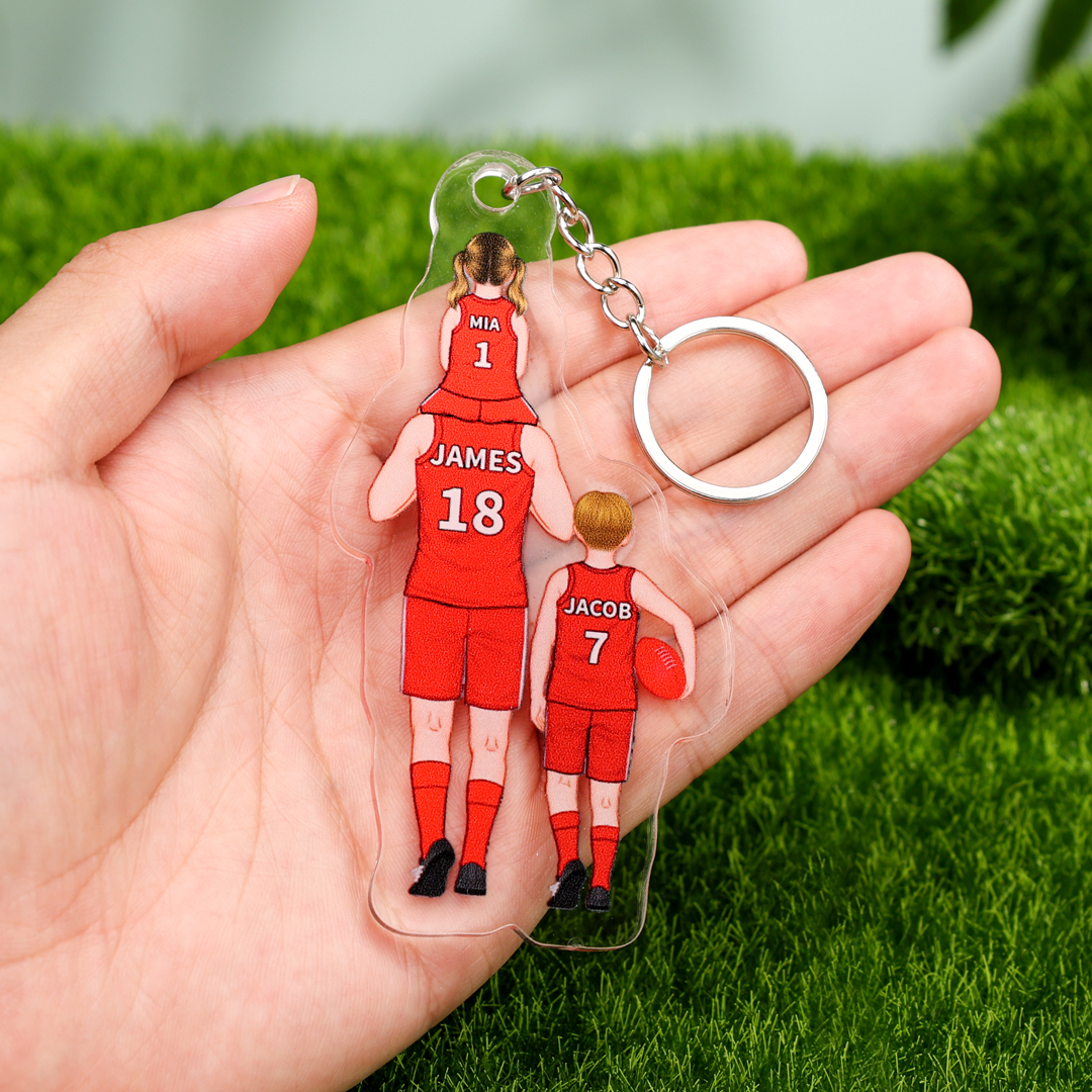 Personalised 2–9 Names Australian Rules Football Family Keyring Custom Acrylic Keychain Gift for Dad-Jessemade AU