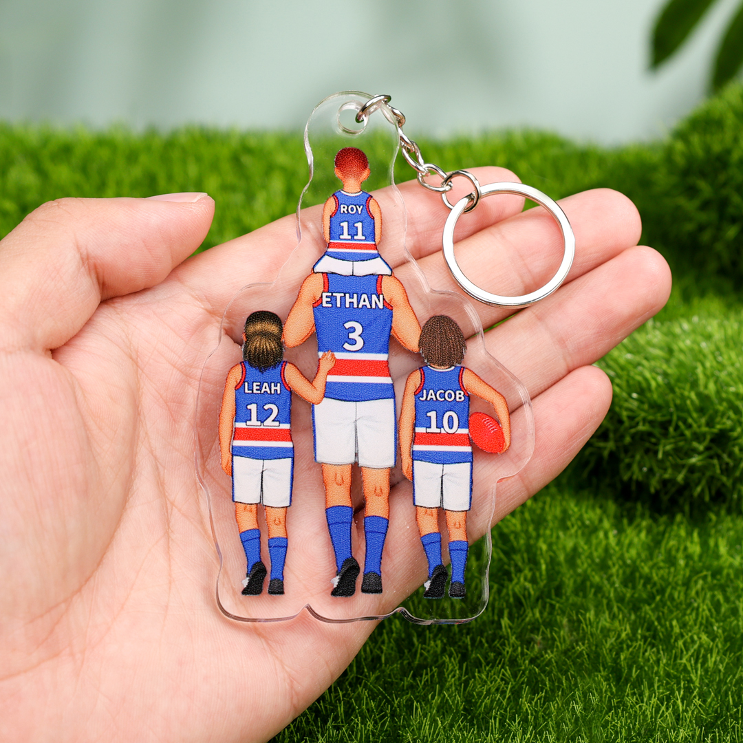 Personalised 2–9 Names Australian Rules Football Family Keyring Custom Acrylic Keychain Gift for Dad-Jessemade AU