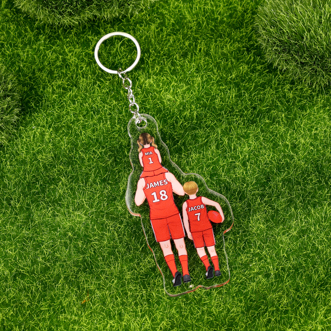 Personalised 2–7 Names Australian Rules Football Family Keychain Custom Acrylic Keychain Gift for Dad Grandpa