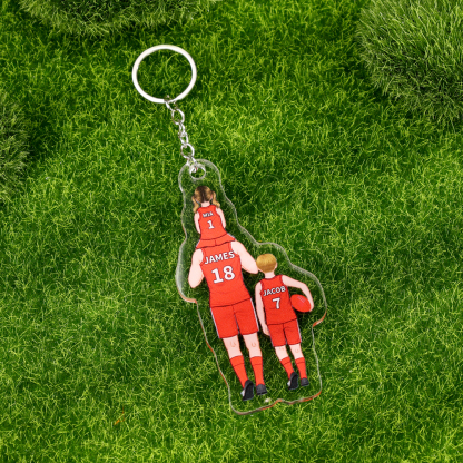 Personalised 2–7 Names Australian Rules Football Family Keychain Custom Acrylic Keychain Gift for Dad Grandpa