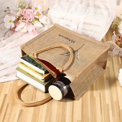 Personalised Birth Flower & Name Tote Bag Beach Jute Bag Birthday Wedding Party Travel Gift for Women/Girls-Jessemade AU