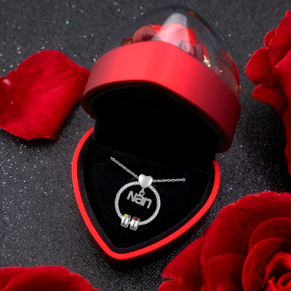 2 Names - Personalised Nan Necklace Custom 2 Names 2 Birthstones Circle Pendant Necklace Christmas Gift for Grandma Nana-Jessemade AU