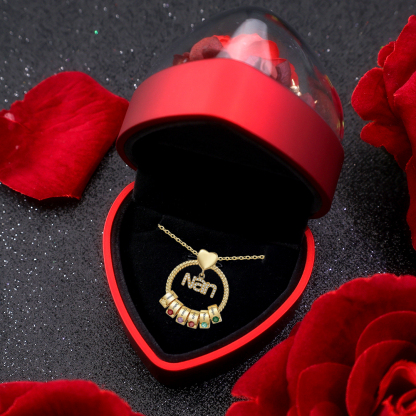 6 Names - Personalised Nan Necklace Custom Names 6 Birthstones Circle Pendant Necklace Christmas Gift for Grandma Nana-Jessemade AU