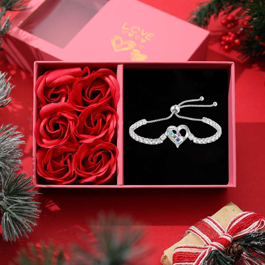 Personalised CZ Birthstone Bracelet 2 to 4 Names For Her | Jessemade