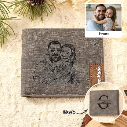 Personalised Leather Wallet Engraved Photo Short Purse Custom Folding Wallet Gifts For Him-Jessemade AU