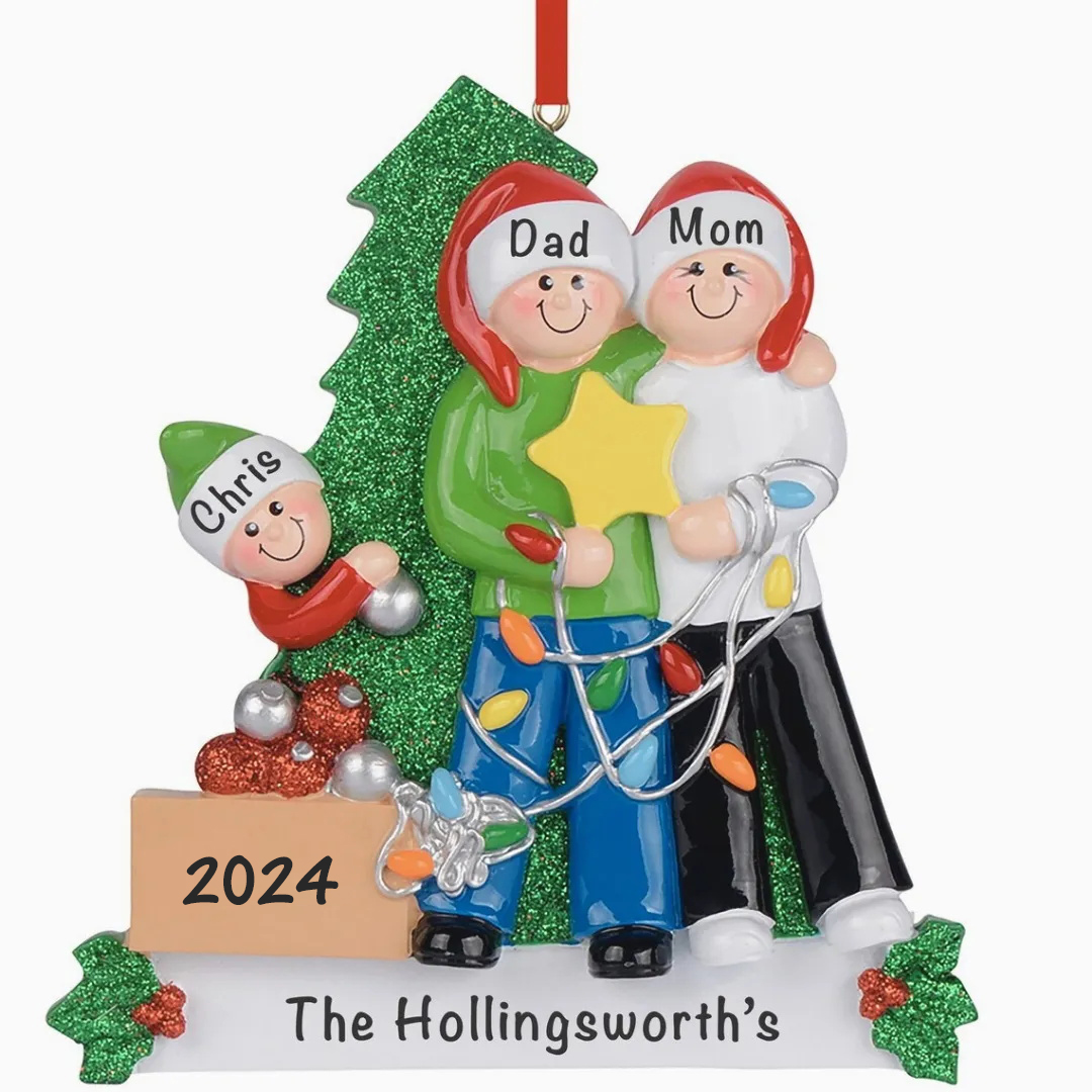 Personalised Family Christmas Ornament Custom 3 Names Hanging Ornament Gifts For Family