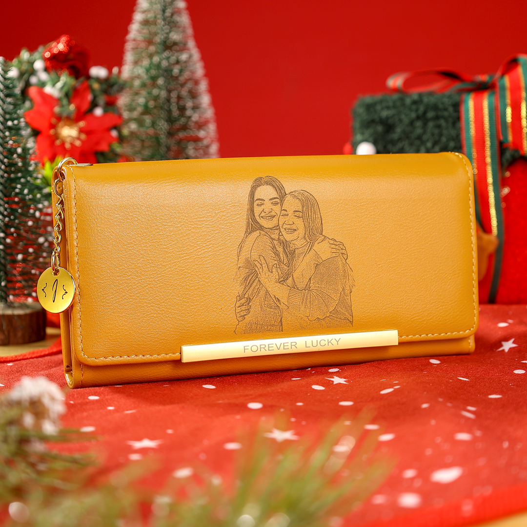 Personalised Women Wallet with Custom Photo and Engraved Letter